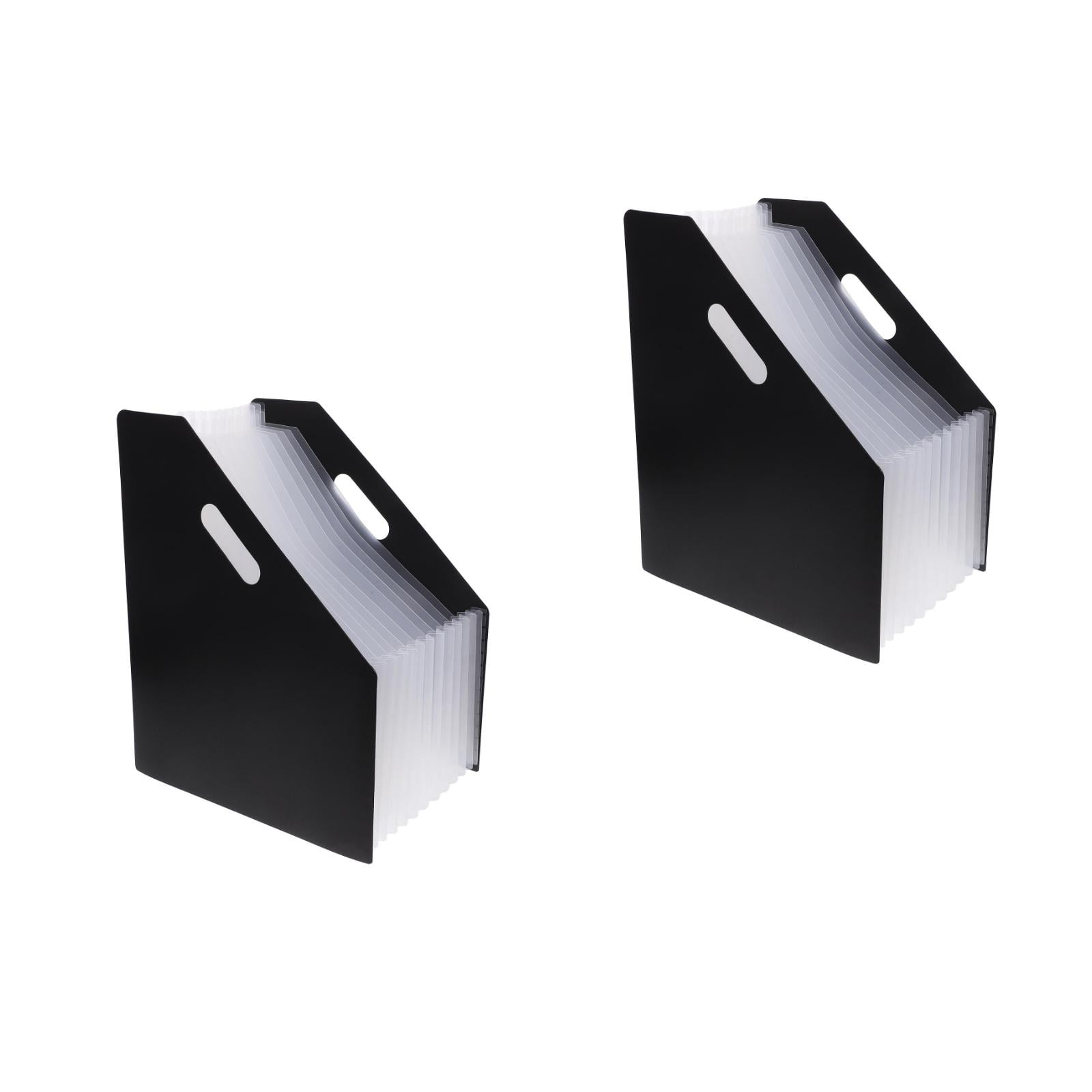 FOMIYES Stylish Black PP Accordion Folder Space-Saving Design for Office Use 2Pcs