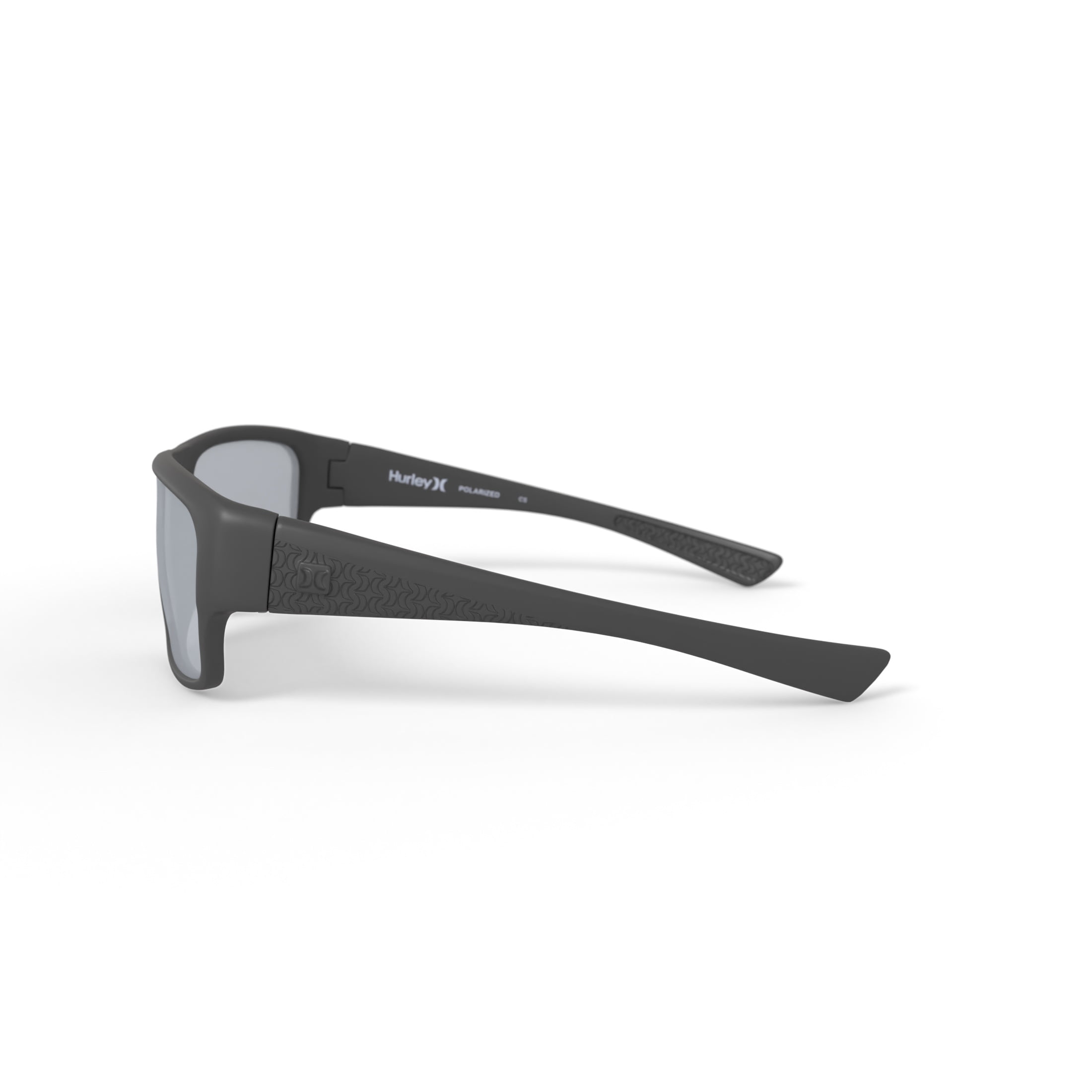 Hurley HSM3005P Sunglasses with Case, Matte Satin Black, Wrap, Plastic, 60-17-130