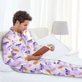 thumbnail image 4 of Mens Pajamas Set, pi day happy Button Down Long Sleeve Loungewear Sleepwear Pjs sets for Men, 4 of 5