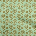 thumbnail image 1 of oneOone Rayon Green Fabric Asian Floral Block Craft Projects Decor Fabric Printed By The Yard 56 Inch Wide, 1 of 4