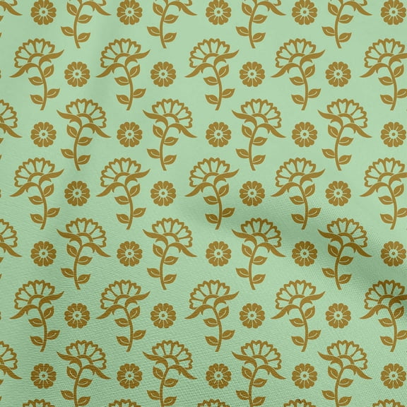 oneOone Viscose Jersey Green Fabric Asian Floral Block Diy Clothing Quilting Fabric Print Fabric By Yard 60 Inch Wide