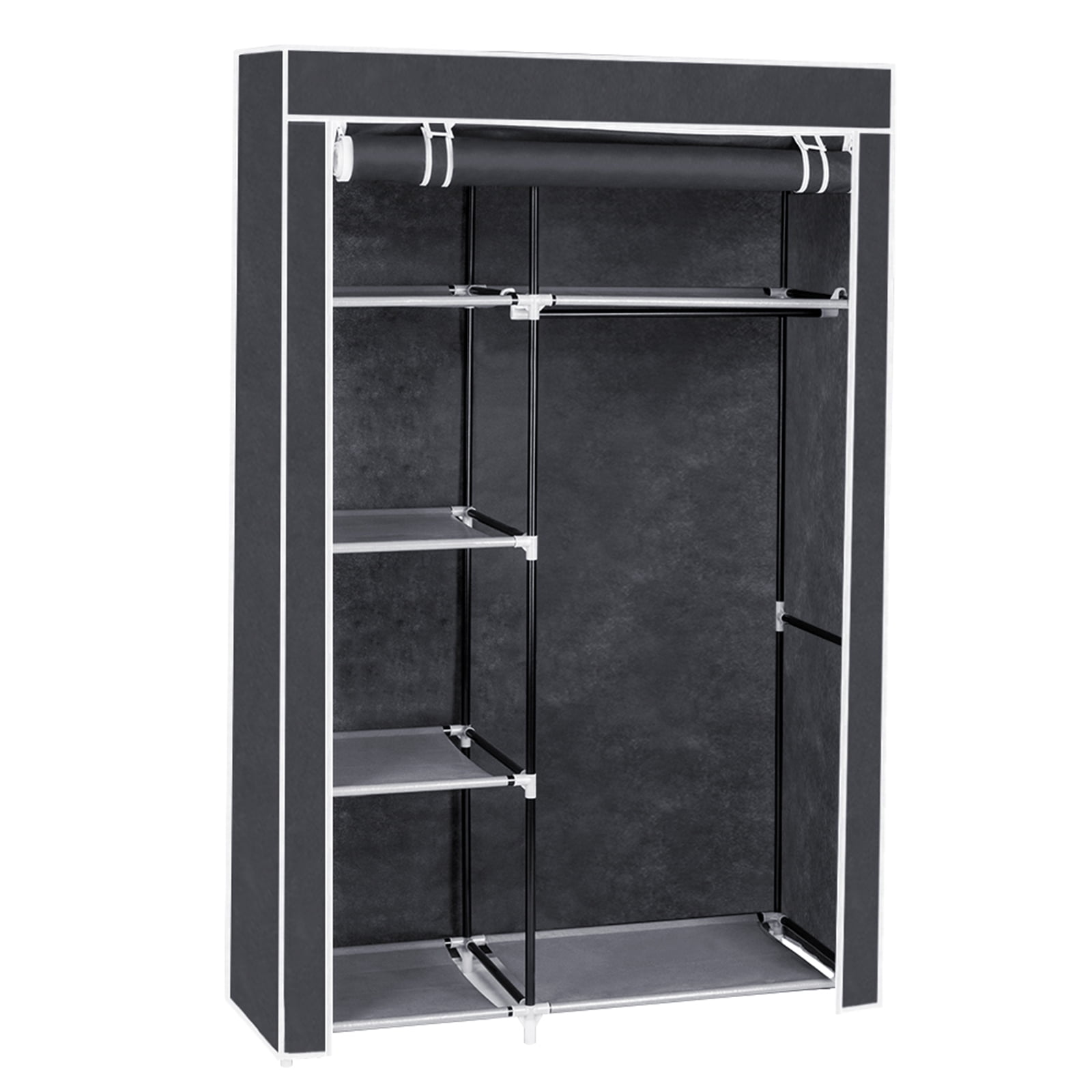 Canddidliike 64 Inch Non-Woven Fabric Cover Wardrobe with Hanging Rod,  Portable Cloth Stroage Organizer for Closet - Gray - Walmart.com
