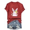 thumbnail image 3 of VBTAPA Easter T Shirts for Women Short Sleeve Crewneck Tops Novelty Funny Bunny Printed Graphic Tees Casual Holiday Tee Blouse Sales of Today Pink XXL, 3 of 5