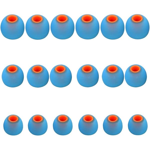 wonima02 Silicone Earbud Covers - Replacement Tips for In-Ear Headphones (Inner Hole 3.8mm-5.1mm) - 9 Pairs S/M/L - Orange/Blue