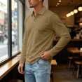 thumbnail image 5 of Men Polo Shirts Long Sleeve Solid Color Button Down Golf Shirts Office Basic Shirts, 5 of 7