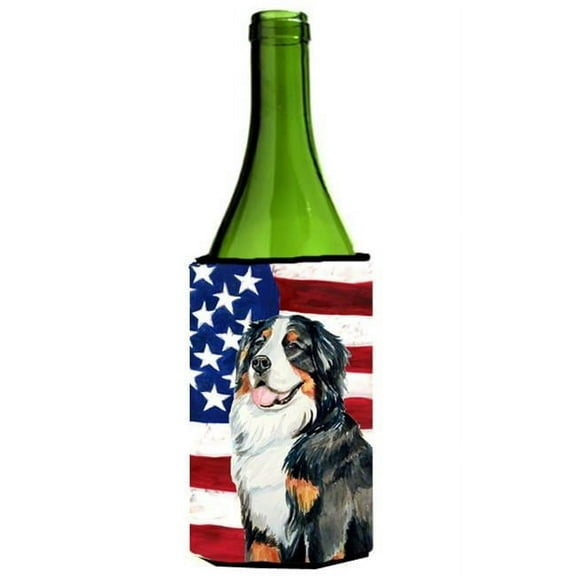 Usa American Flag With Bernese Mountain Dog Wine bottle sleeve Hugger