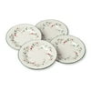 Pfaltzgraff Winterberry 8 inch Stoneware Salad Plates, Set of 4, White with Green and Red Accents
