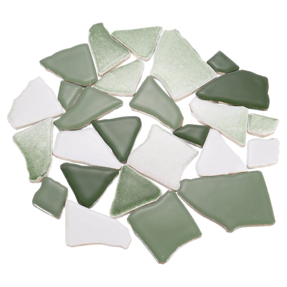 Uxcell 500g Irregular Ceramic Mosaic Tiles, 3.2 - 8.5 cm Stained Pieces, DIY Art Crafts, Mixed Green