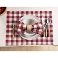 thumbnail image 5 of Solino Home Set of 4 Beet and Cream Pure Linen Placemats 14 x 19 Inch - New Year, Valentines – Morgan Check, Handcrafted, 5 of 6