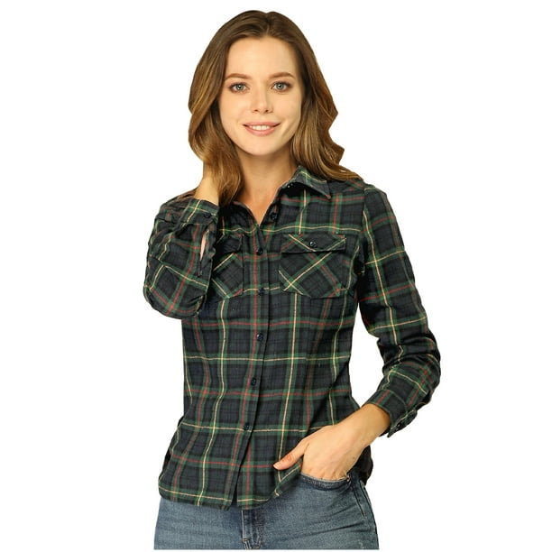 Women’s Cozy Plaid Button-Up Shirt for Daily Wear