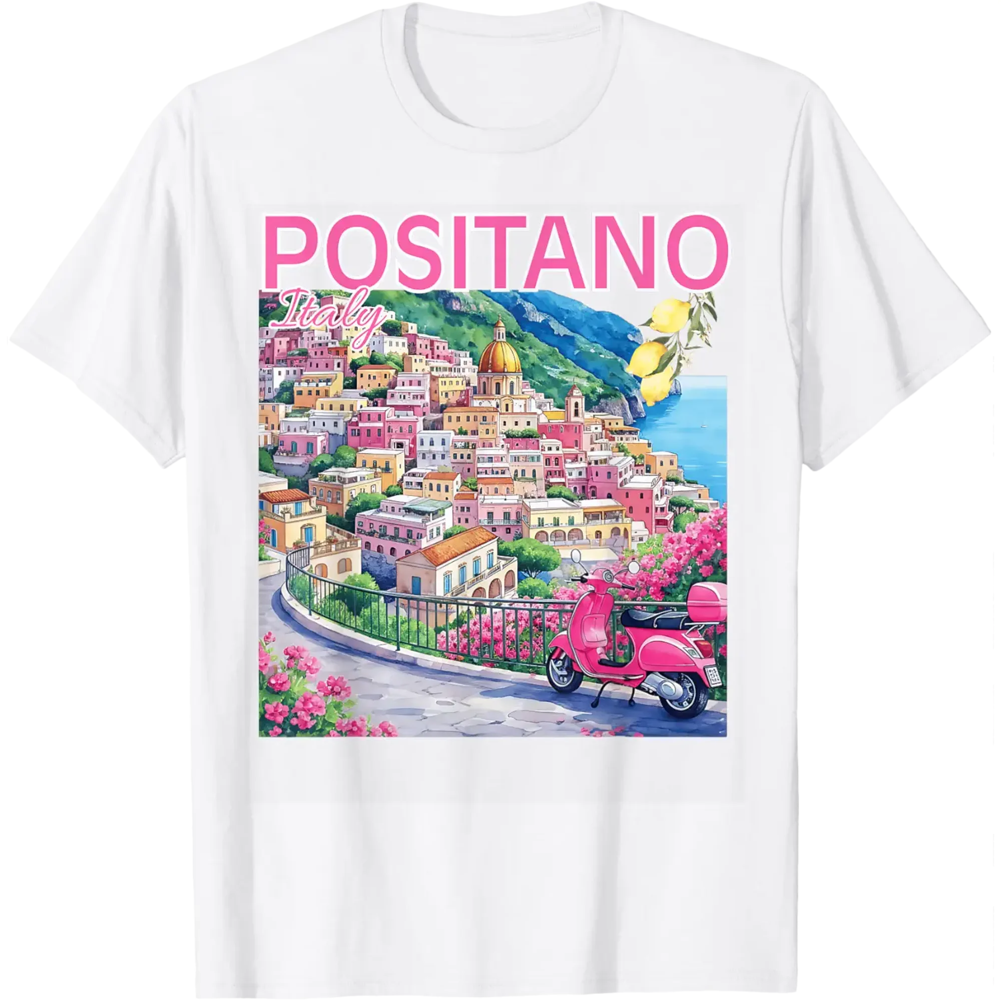 Positano Amalfi Coast Italy Lemon Aesthetic T Shirt All Size S-5XL