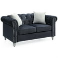 thumbnail image 2 of Raisa 60" Black Velvet 2-Seater Sofa with 2-Throw Pillow, 2 of 3