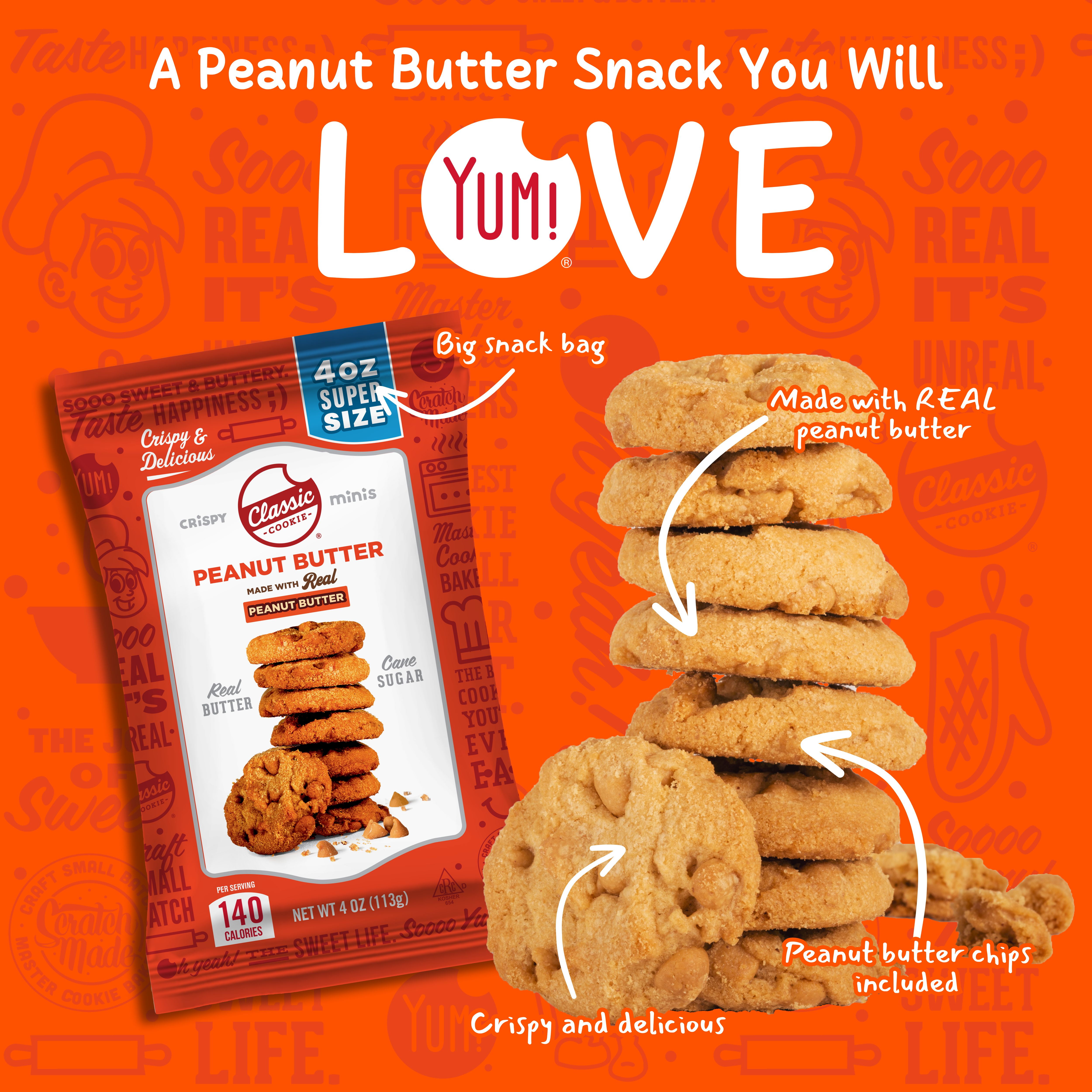 Classic Cookie Peanut Butter Crispy Mini Cookies 24 Count, 4oz Bags