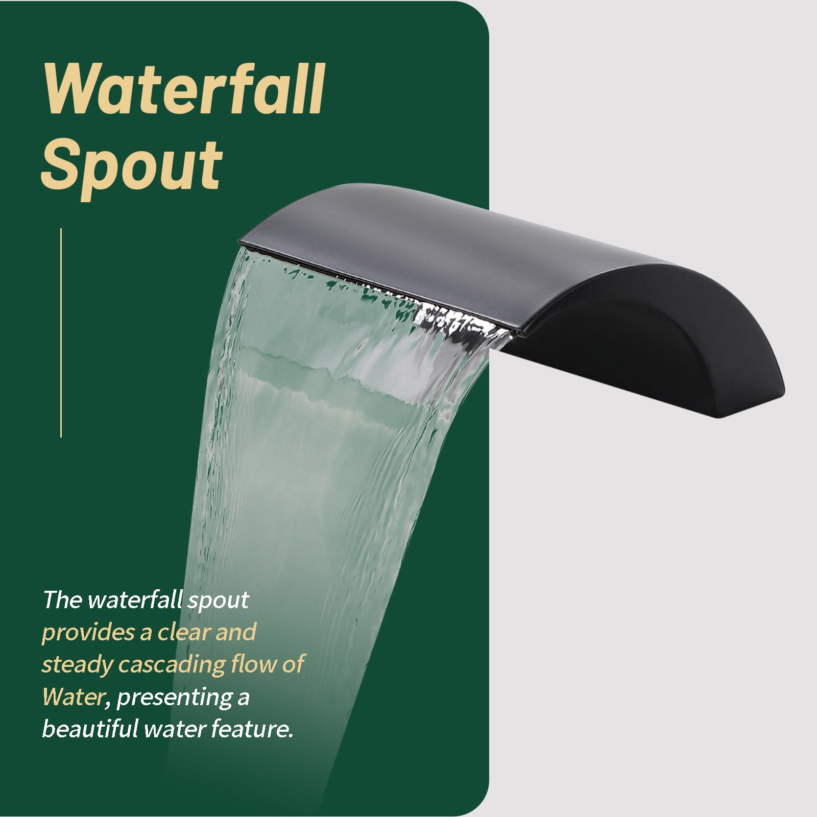 Cobbe Single Handle Bathroom Bathtub Faucet with 7.09-Inch Wide Waterfall Spout and Handheld Shower 4-Hole Mount Matte Black