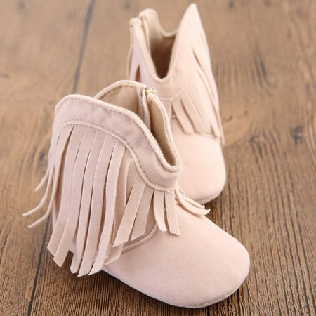 Baby Winter Moccasin Boots Girl Boy Kids Tassle Fringe Shoes Infant Soft Soled Anti-slip Boots Booties 0-18 Monts