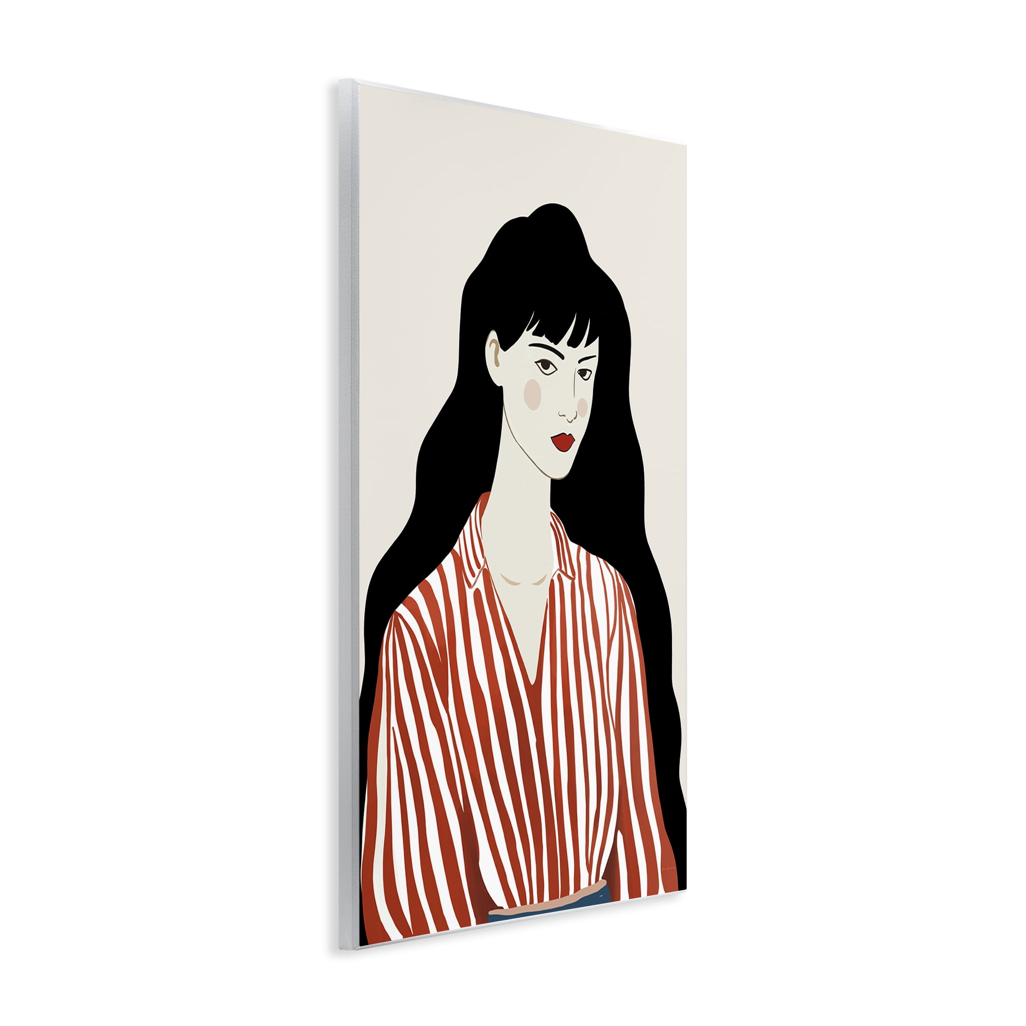 Stupell Industries Woman in Striped Blouse Wall Plaque Art, design by Omar Escalante