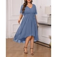 thumbnail image 3 of Vestido Talisea Dusty Blue Chiffon High Low para mujer, talla grande, 3 of 6