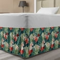 thumbnail image 1 of Leaf Bed Skirt, Summer Beach Holiday Themed Hibiscus Plumeria Crepe Ginger Flowers, Elastic Bedskirt Dust Ruffle Wrap Around for Bedding Decor, 4 Sizes, Dark Green Green, by Ambesonne, 1 of 2