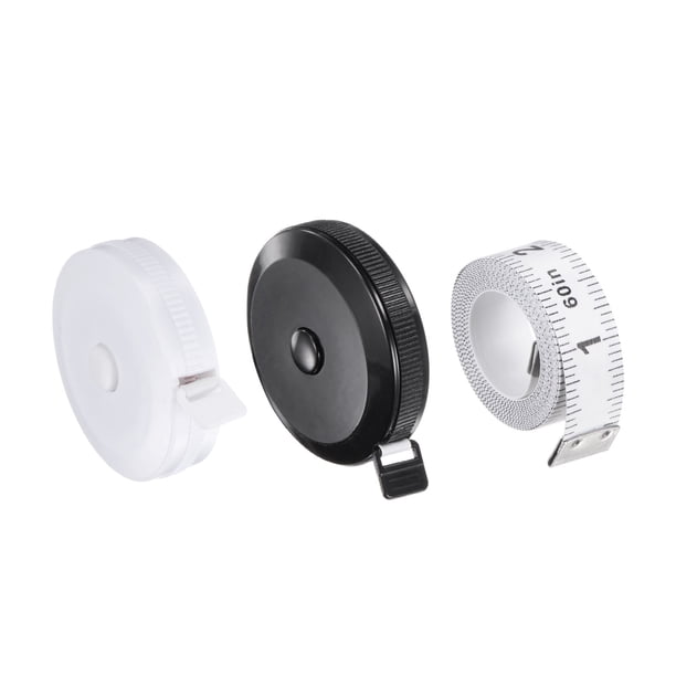 3uds Suave Cinta Métrica Juego 200cm Retráctil Medición Regla con 150cm Blanco Suave Regla para Cuerpo Tela Costura, Blanco Negro