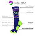 thumbnail image 3 of Softball Chevron Crew Socks (Royal/Neon Green, Large), 3 of 4