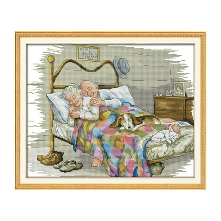 Bread Cloth Cross Stitch Patterns Decdeal 17.3 * 14 inches The Old Married Couple Pattern Cross Stitch Kit with Pre-printed 14CT Canvas Cloth & Cotton Thread Embroidery Cross-Stitching Needlework Home Wall Decor ()