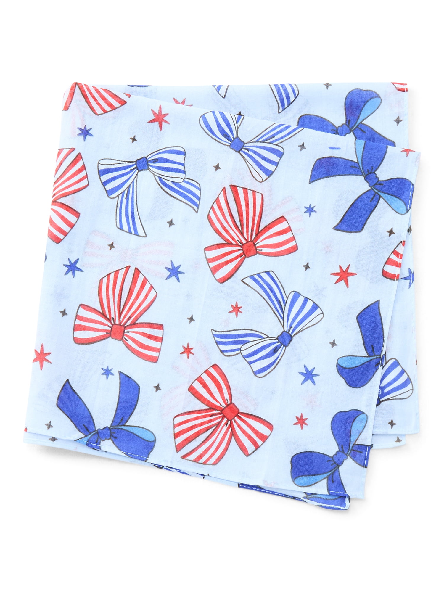Fourth of July Women’s Striped Bows Bandana from Way to Celebrate, One Size, Blue/Multi