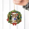 thumbnail image 2 of 2D Flat Acrylic Christmas Ornament Shetland Sheepdog Christmas Wreath Ornament, Sheltie Dog Christmas Ornament, 2 of 3