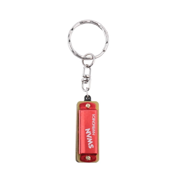 SWAN SWAN Mini Keychain Harmonica - 4 Holes, 8 Tones, C Key, Compact & Playable, Beginner-Friendly, Red (SW24-4) - Ideal for Gifts or Decorative Use