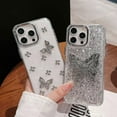 thumbnail image 5 of Designed for iPhone Case,Luxury Glitter Dripping Glue Glittering Butterfly Silicone Shockproof Protective Cover Phone Case (iPhone 15 Pro Max,Silver), 5 of 6