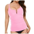 thumbnail image 6 of TOWED22 Women's Tankini Top Only Feminine Smocked Waist Tankini Top Tummy Control Swimwear Bathing Suit Swimwear Top No Bottom（Pink,XXL）, 6 of 8