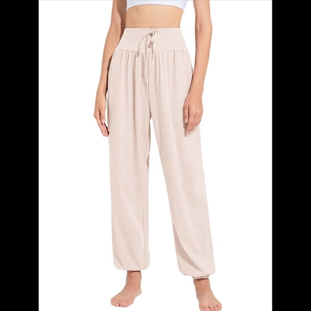 Pantalones de Yoga Casuales, Cómodos y de Pierna para Mujer Albaricoque L