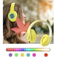 thumbnail image 3 of Bluetooth Over Ear Headphones, Wired & Wireless Yellow Gaming Headphone, Colorful LED Lights, Foldable Hi-Fi Stereo Headphones with Mic & 3.5mm Jack Suitable for Classroom/Home Office/PC/Mobile, 3 of 8