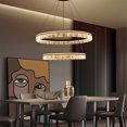 thumbnail image 5 of Modern 2-Ring Black LED Chandelier, Dimmable Pendant Light with Remote, Adjustable Height Ceiling Fixture for Kitchen Island, Dining Room, Bedroom, 5 of 7