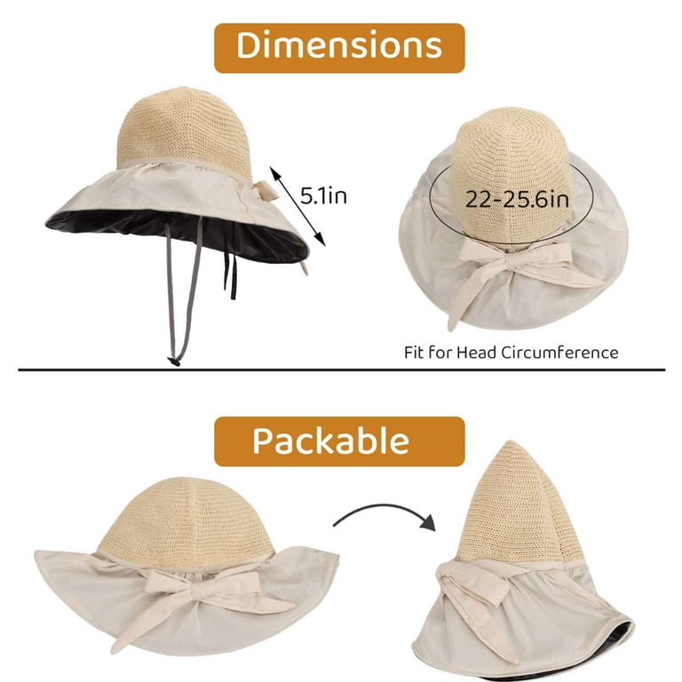 BadPiggies Sun Hat for Women UV Protection UPF50 Straw Beach  display picture 3