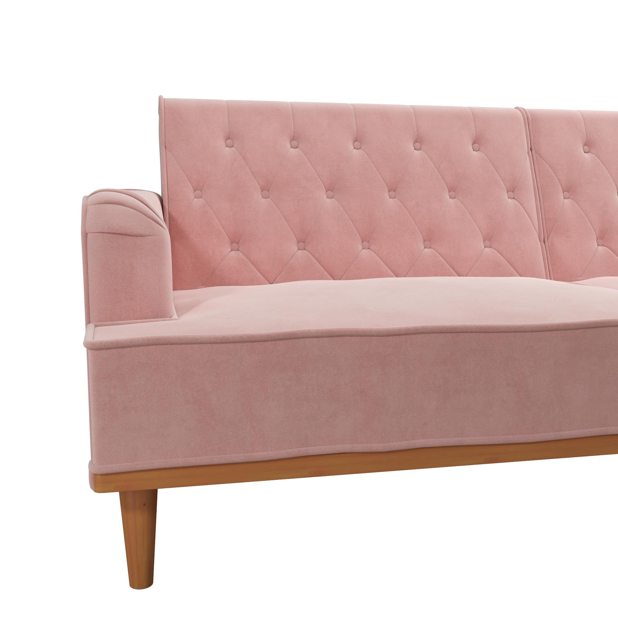 Mr Kate Stella Vintage Convertible Sofa Bed Futon Pink Velvet
