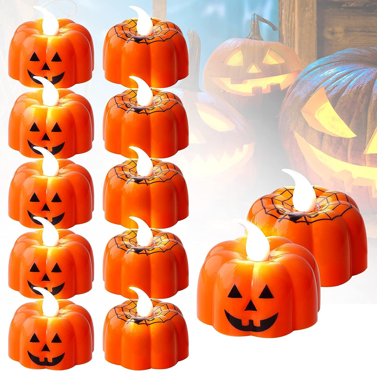 Halloween Pumpkin Tea Lights, LED Pumpkin Lights,Battery Operated