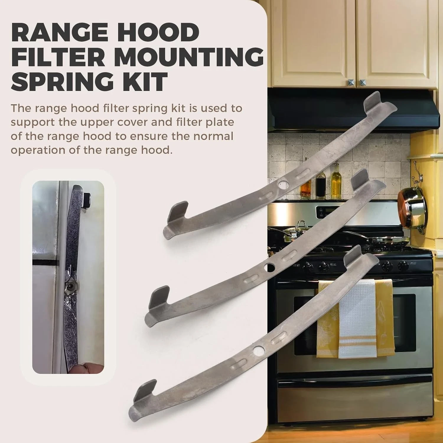 SR169016, Aluminum-Filter-Spring, Range Hood Filter Mounting Spring Kit Compatible with Broan, Nutone, Kenmore Vent Hood, Replaces AP3380265, 1173049, R169001, Pack of 3