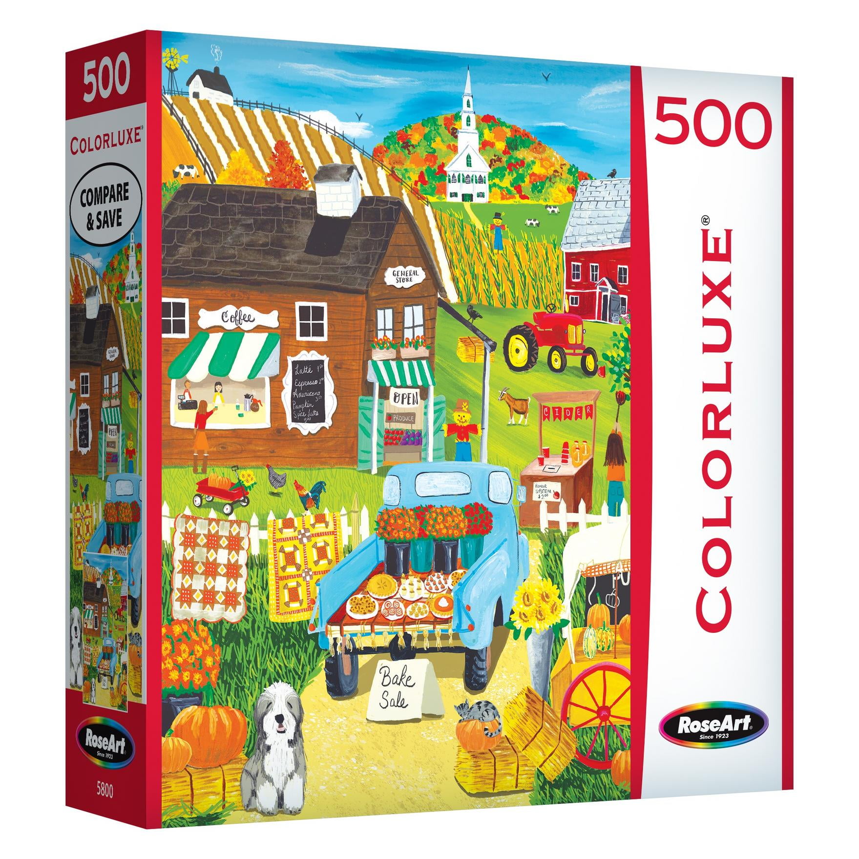 RoseArt Colorluxe 500-Piece Fall Scene Adult Interlocking Puzzle