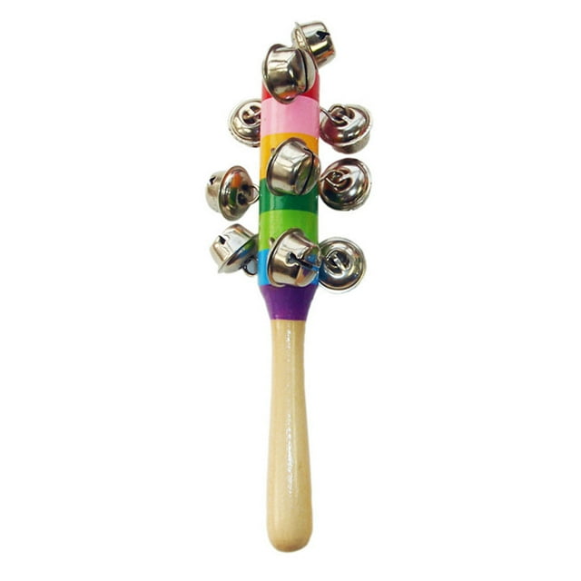 Jingle Bell Stick, 10 Bells Develop Musical Ability Smoothly Handle Sleigh Bell Stick Colorful for Home for Infants School for Kids