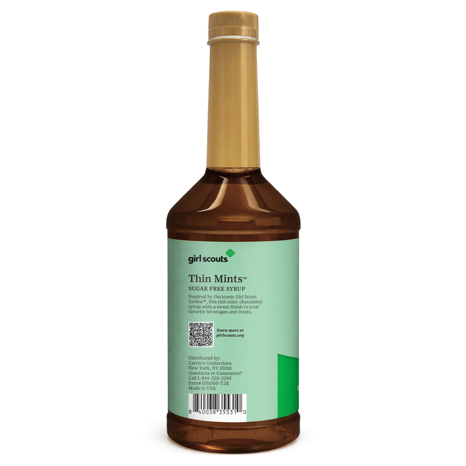 Girl Scouts Thin Mints Sugar Free Syrup, Chocolate Mint Flavor, 1 Liter