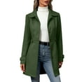 thumbnail image 3 of Women's Single Breasted Wool Blend Trench Coat, Mid-Length Notch Lapel Overcoat, Slim Fit Dress Coat, Classic Fall Winter Jacket, Business Casual Outerwear, Elegant Long Coat Green, 3 of 10
