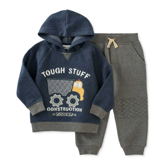 Kids Headquarters 2-Pc. Fleece Hoodie & Pants Set, Baby Boys (Navy/Grey, 0-24 months)