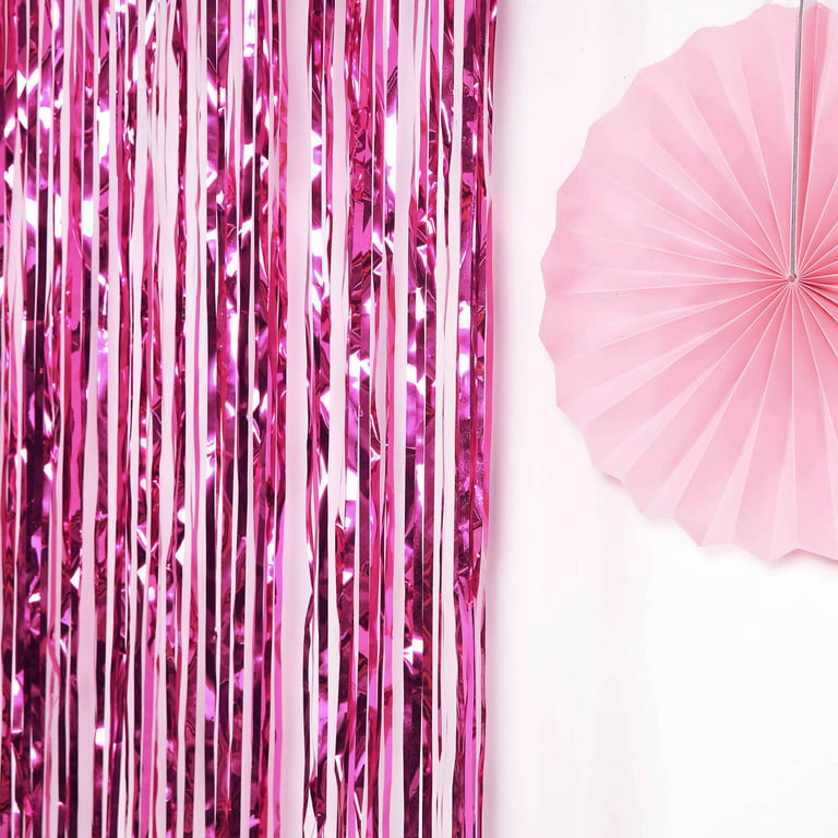Matte Fringe Curtain Backdrop Pink