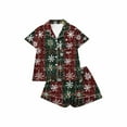 thumbnail image 5 of asdoklhq Cotton Pajamas for Women Women Christmas Printed Stand Up Collar Pocket Short Sleeved Top Shorts Home Wear Pajama Set Red S, 5 of 6