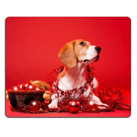 POPCreation Portrait of a cute funny beagle christmas dog Mouse pads Gaming Mouse Pad 9.84x7.87 inches