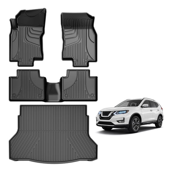 DIKSOAKR Full Set Fit for Nissan Rogue 2014-2020 Floor Mats & Cargo Mats TPE All Weather Heavy Duty Heavy Duty Non-Slip Automotive Floor Liners Full Set Rogue Accessories
