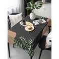 thumbnail image 2 of Boho Black Rectangle Tablecloth, Brown Modern Stripes Moon Abstract Leaf Waterproof & StainResistant Tablecloth, Washable Oil-proof Table Cover for Dining/Party/Wedding/Camping/Buffet 54x108 In, 2 of 9