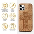 thumbnail image 4 of Case Yard Wooden Case Outside Soft TPU Silicone, Slim Fit Shockproof Wood Protective Phone Cover for Girls Boys Men and Women, Supports Wireless Charging Cross Floral Design case for iPhone-11-Pro-Max, 4 of 7