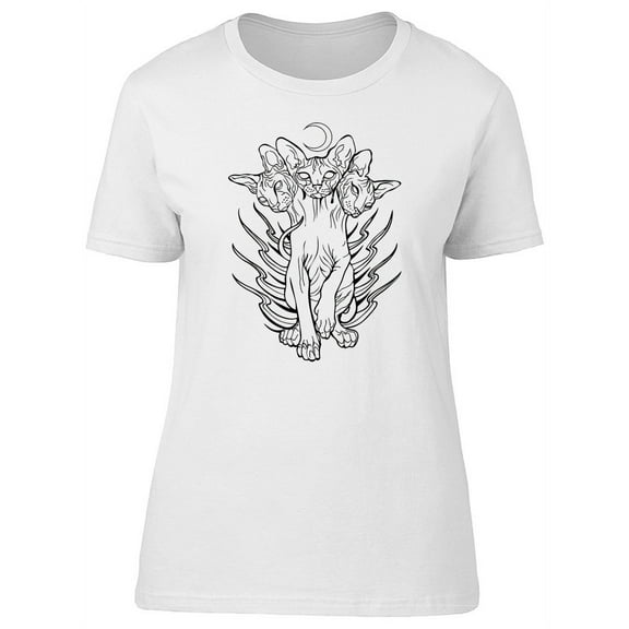 Three Headed Sphynx Cat T-Shirt Women -Image by Shutterstock, Female Large