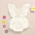 thumbnail image 3 of IBTOM CASTLE Baby Girls Lace Bodysuit Boho Clothes 1st Birthday Cake Smash Outfit Newborn Photography Outfits Summer Sunsuit 12-18 Months Beige, 3 of 8